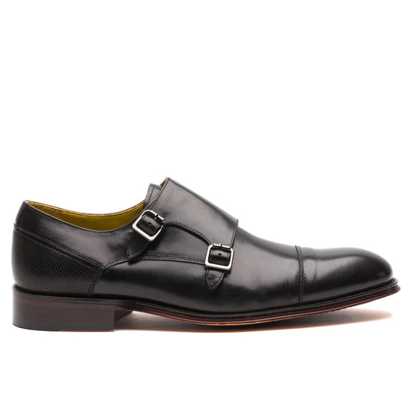 Calder's double monastic shoe   Leather in black
