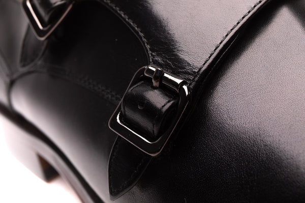 Calder's double monastic shoe   Leather in black